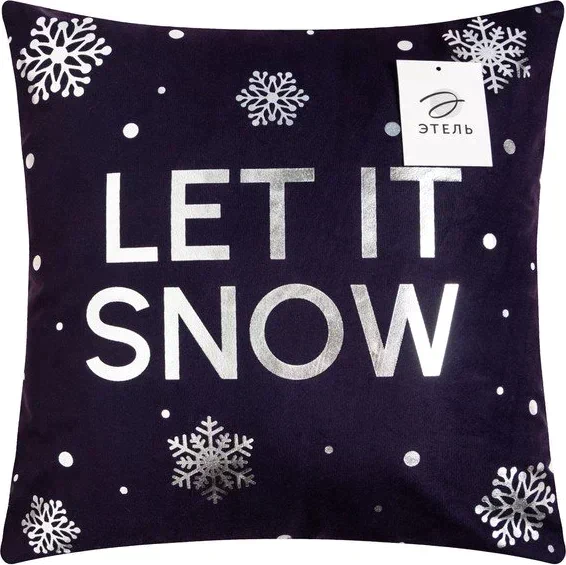 Наволочка Этель "Let it snow" 40х40 см, 100% п/э, велюр