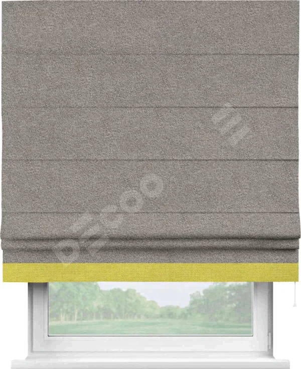 Римская штора «Кортин» для проёма, лён меланж натуральный, с кантом Джестер