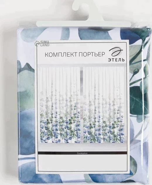 Комплект штор "Этель" Eucalyptus, 145*260 см-2 шт, 100% п/э