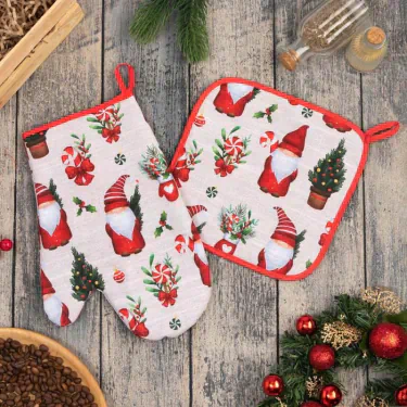 Набор Santa Claus варежка-прихватка 20х28см, прихватка 19х19см, 100% хл, ватин 250г/м2
