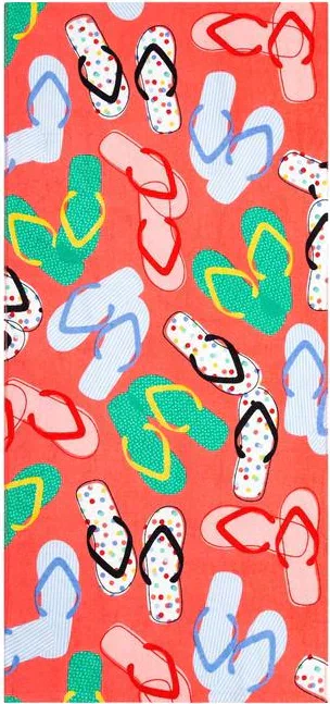 Полотенце "Розовые сандали" 70*140 см, велюр/махра 350гр/м2, 100% хлопок