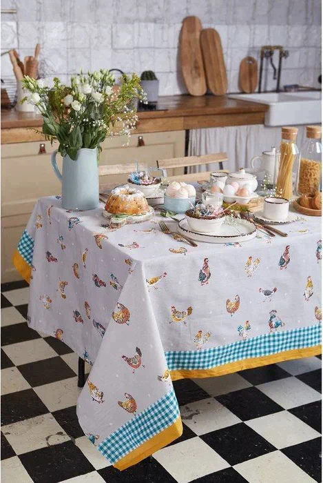 Скатерть пасхальная, Этель Chicken Ranch 180х147 см, 100% хлопок, репс 210 г/м2