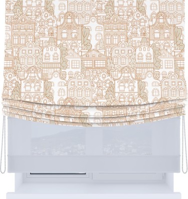 Римская штора «Кортин», день-ночь с мягкими складками, «Милый городок»