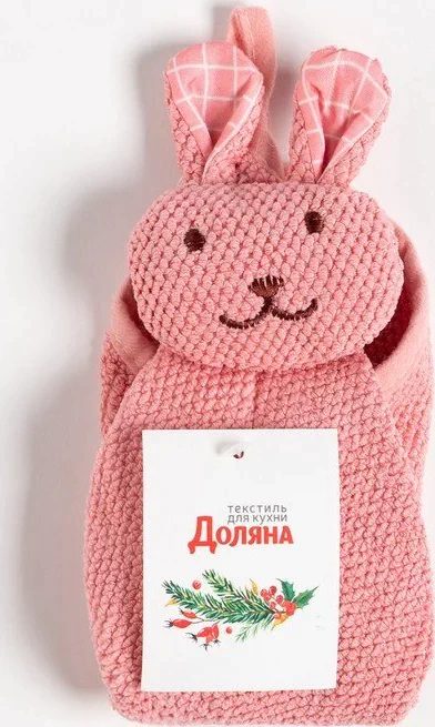 Полотенце кухонное Доляна "Заяц", цв. розовый 30*30 см 280гр/м2