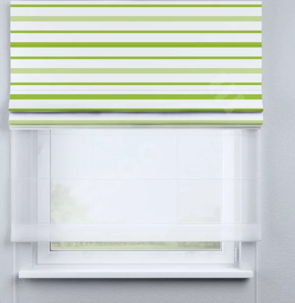Римская штора «Кортин» день-ночь «Зелёные горизонтальные полоски»