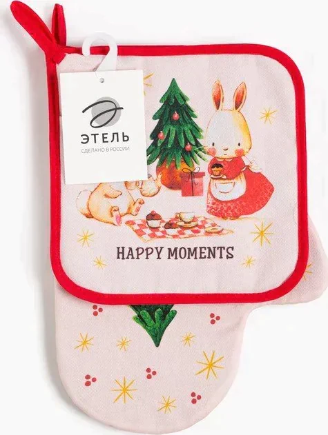 Набор кух. "Happy moments" варежка-прихватка 20х28 см, прихватка 19х19 см, 100% хл