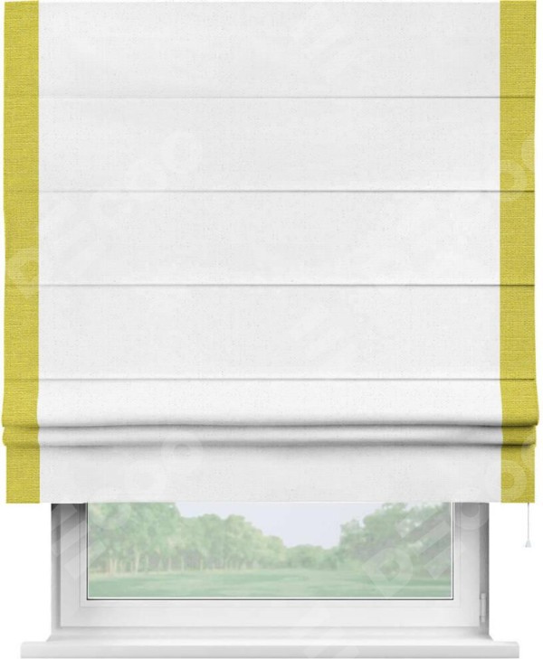 Римская штора «Кортин» с кантом Стрим Дуо, для проема, лён цвет белый