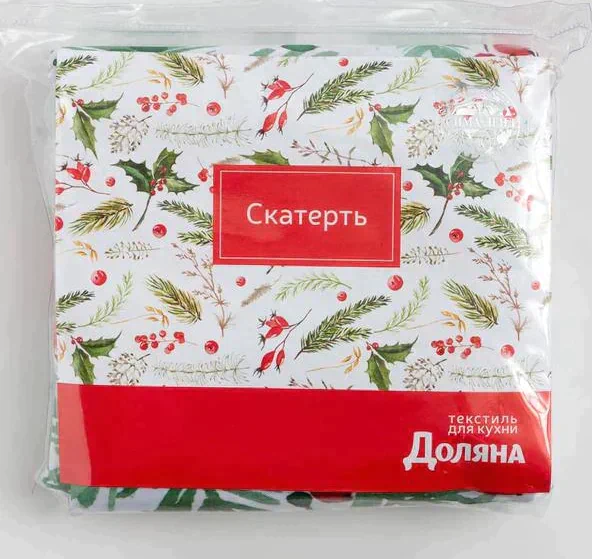 Скатерть Доляна «Новый год: Сhristmas berries» 145*260 +/- 2 см, 100% п/э