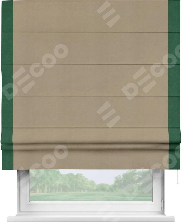 Римская штора «Кортин» с кантом Стрим Дуо, для проема, ткань вельвет кофейный