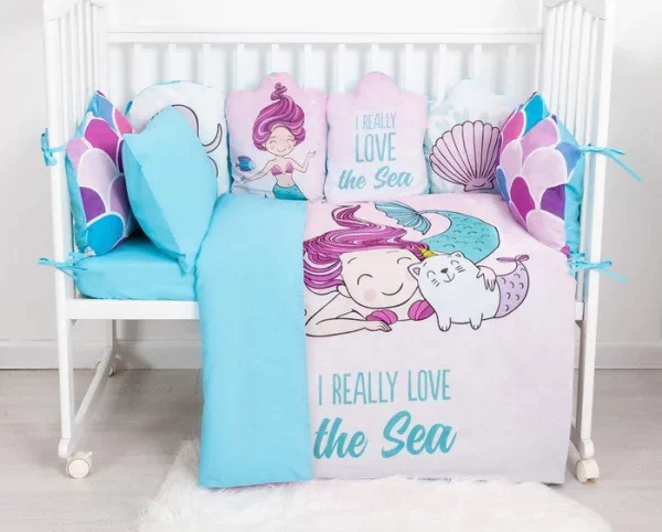 Постельное бельё детское Крошка Я "Really mermaid", 112х147 см, 60х120+20 см, 40х60 см, 100% хлопок