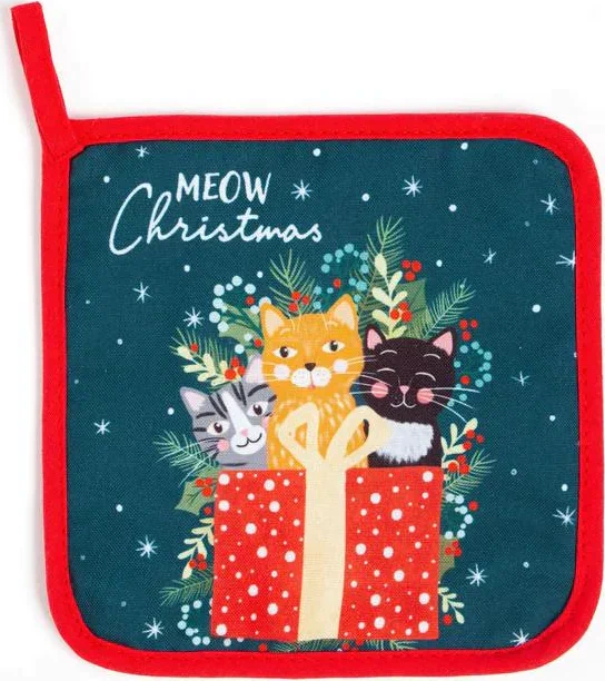 Новогодний набор кухонный Meow Christmas подставка, прихватка
