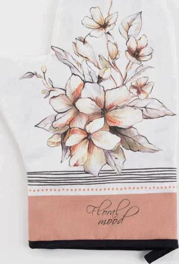 Варежка-прихватка "Floral mood" 20х28см,саржа, 100% х/л, ватин 250г/м2