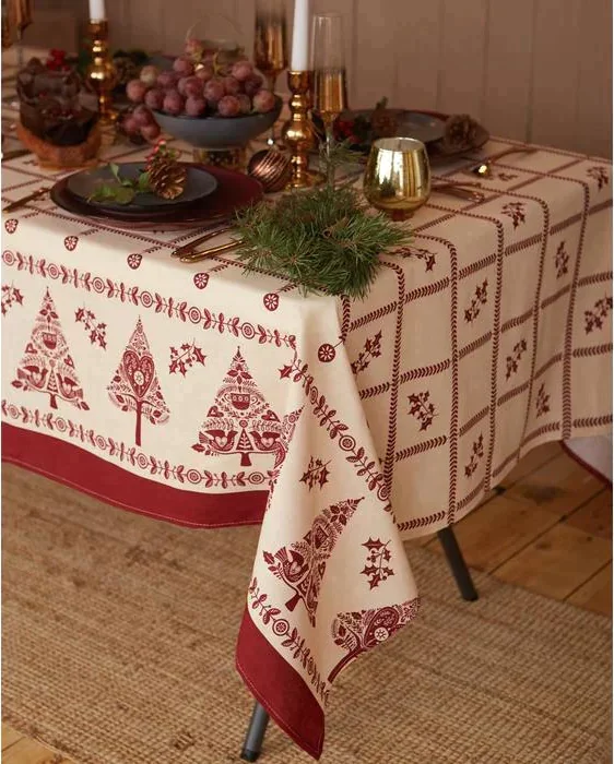 Скатерть "Доляна" Merry Christmas 146х110см, 100%хл, рогожка 164 г/м2