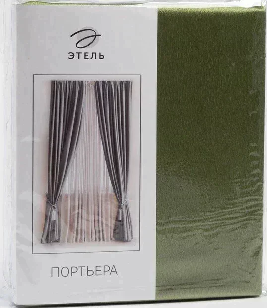Штора портьерная "Этель" ширина 135 см, высота 260 см, цвет фисташковый, глянцевая