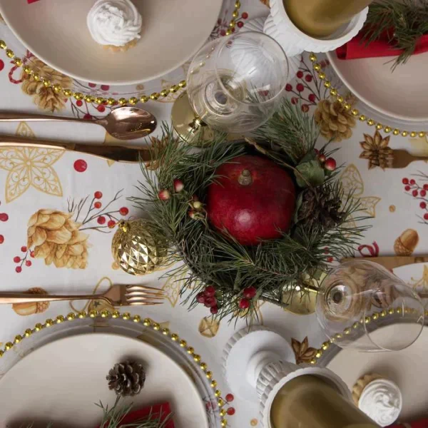 Скатерть "Этель" Golden Christmas 149х180см с ГМВО, 100%хл, 190г/м2