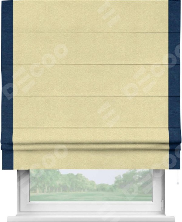 Римская штора «Кортин» с кантом Стрим Дуо, для проема, ткань софт однотонный молочный