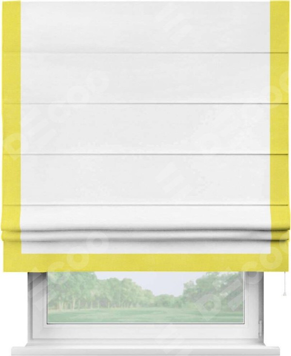 Римская штора «Кортин» с кантом Виктория, для проема, ткань вельвет дымчато-белый