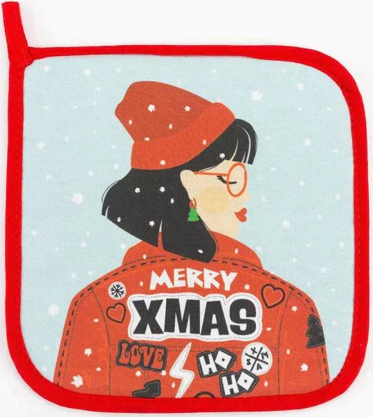 Прихватка "Merry XMAS" 19х19см, саржа, 100% х/л,ватин 250г/м2