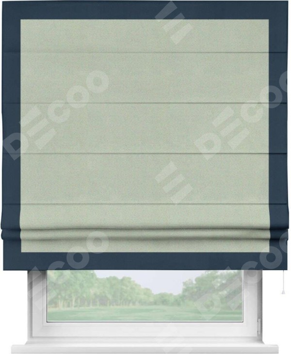 Римская штора «Кортин» с кантом Чесс, для проема, ткань блэкаут однотонный светло-серый