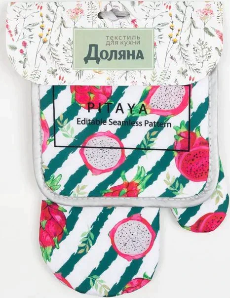Кухонный набор Доляна «Папайя» прихватка 17*17 см, варежка-прихватка 26*16 см, 100% п/э