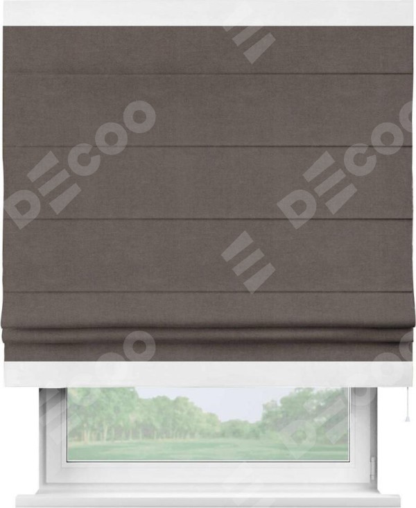 Римская штора «Кортин» с кантом Горизонт, для проема, ткань вельвет коричневый