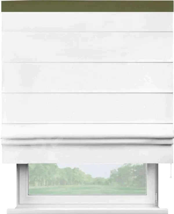 Римская штора «Кортин» с кантом Кинг, для проема, ткань однотонная белоснежная