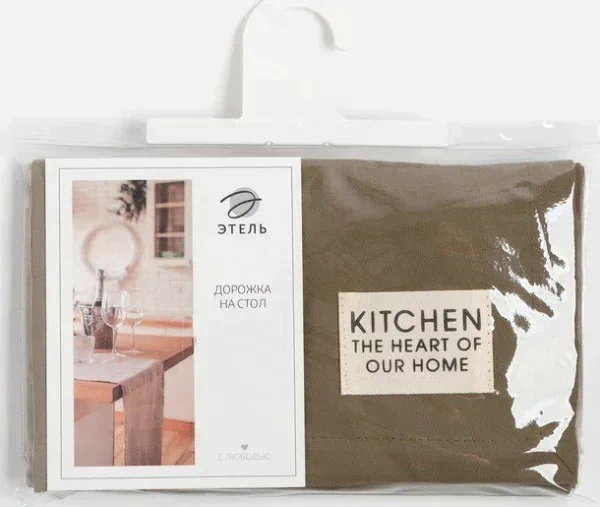 Дорожка на стол Этель Kitchen 40х150 см, цв. зелёный, 100% хл, саржа 220 г/м2