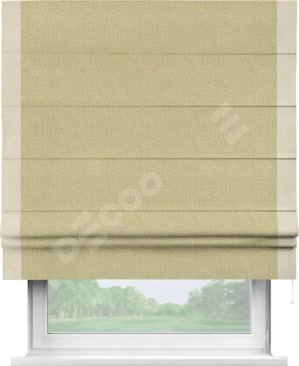 Римская штора «Кортин» с кантом Стрим Дуо, для проема, ткань лён димаут, песочный