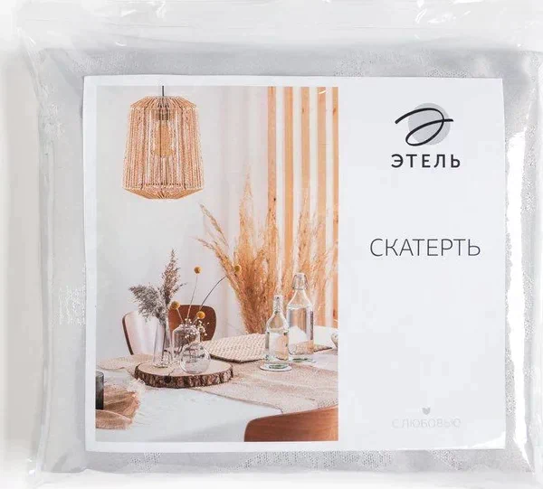 Скатерть Этель "Ветвь" цв.серебро, 142*220 +/-3 см, 115 ±10 гр,100%