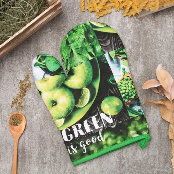 Варежка-прихватка GREEN 20х27см,100% х/л, ватин 250г/м2