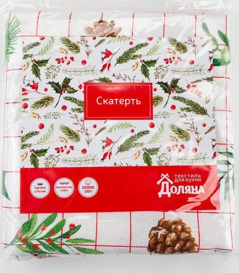 Скатерть "Доляна" New Year 146х250см, 100%хл, рогожка 164 г/м2