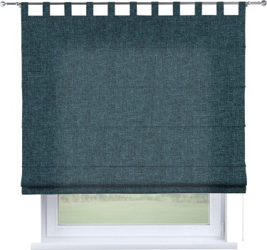 Римская штора на петлях «Кортин», ткань лён кашемир синий