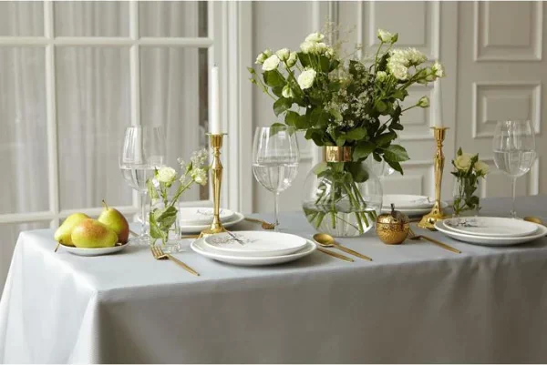 Скатерть Этель Lines 150*220 +/-3см, цв.серый, пл. 192 г/м2, хл с ВГМО