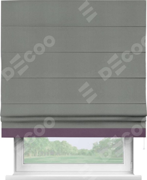 Римская штора «Кортин» с кантом Джестер, для проема, ткань блэкаут однотонный тёмно-серый