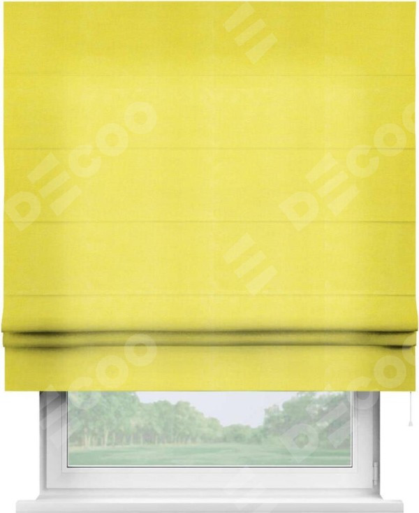 Римская штора «Кортин» для проема, ткань вельвет светло-желтый