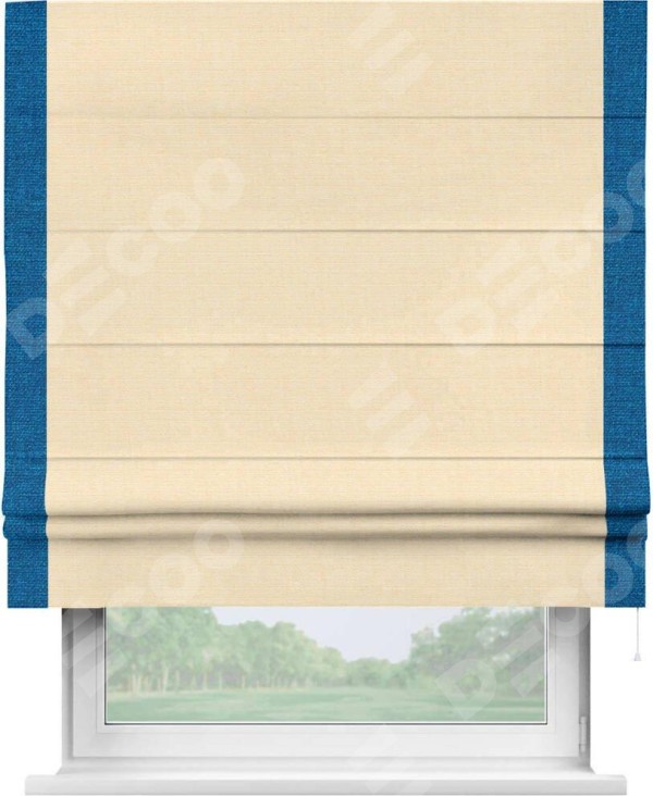 Римская штора «Кортин» с отделкой кантом Стрим Дуо, для проема, лён бежевый