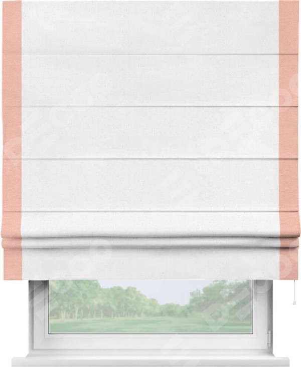 Римская штора «Кортин» с кантом Стрим Дуо, для проема, лён цвет белый