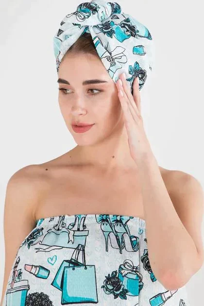 Набор для сауны Этель "Mint mood" парео 80*144 см + чалма, вафля 200г/м2, 100% хл