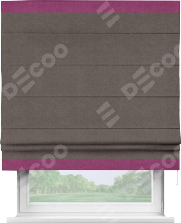 Римская штора «Кортин» с кантом Горизонт, для проема, ткань вельвет коричневый