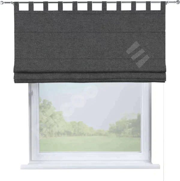 Римская штора «Кортин», твид блэкаут тёмно-серый, на петлях
