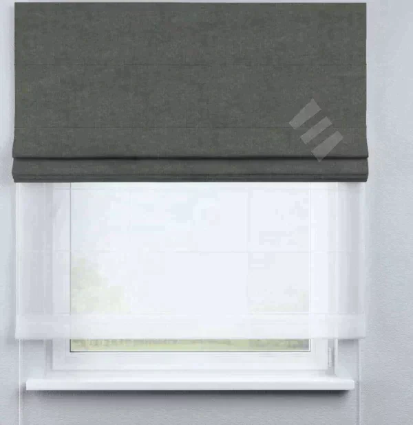 Римская штора «Кортин», канвас тёмно-серый, день-ночь