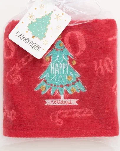 Полотенце махровое "Happy holiday" 50х50 см, хлопок 420гр/м2