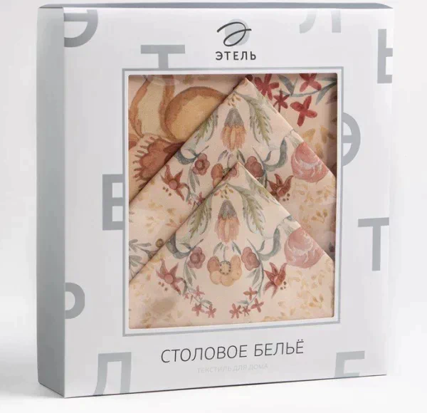 Набор столовый «Этель» Floral pattern, скатерть 147x112 +/-2 см с ГМВО, салфетки 40х40 см - 4 шт