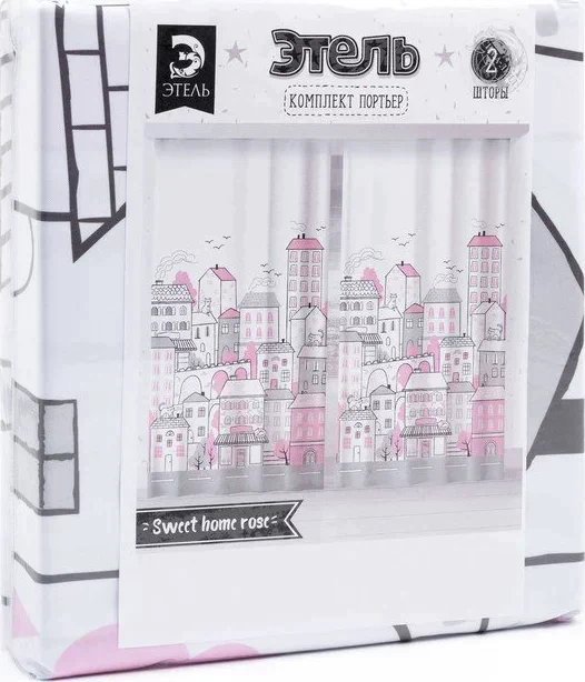 Комплект штор "Этель" Sweet home rose 145*260 см-2 шт, 100% п/э, 140 г/м2