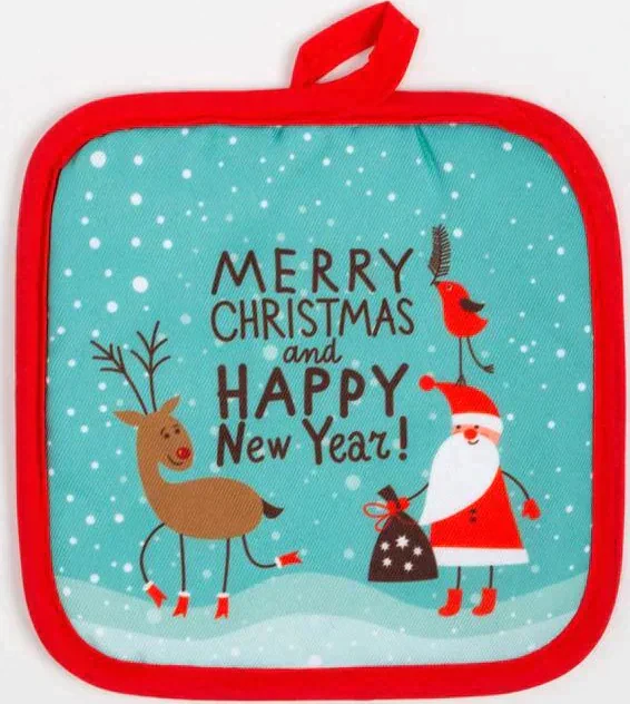 Кухонный новогодний набор Доляна New Year,прихватка 17*17см,варежка 26*16см,фартук 60*80 см 100% п/э