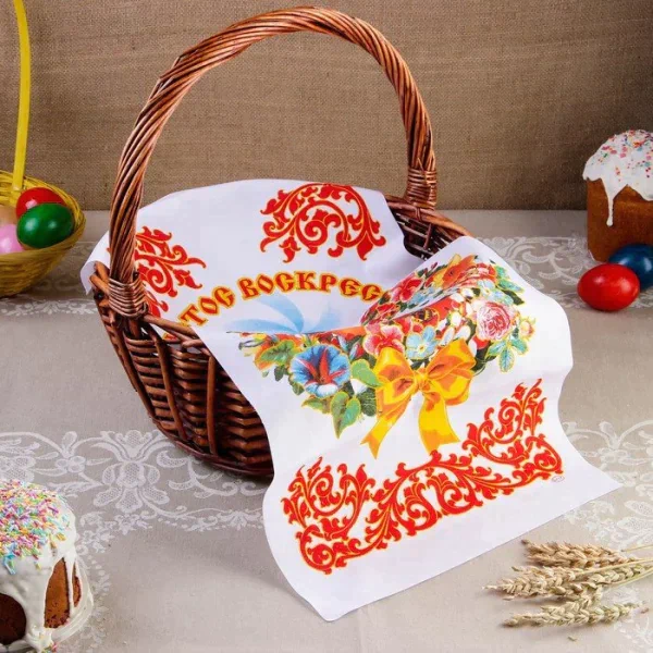 Рушник пасхальный "Кулич. Цветы", 65 × 30 см