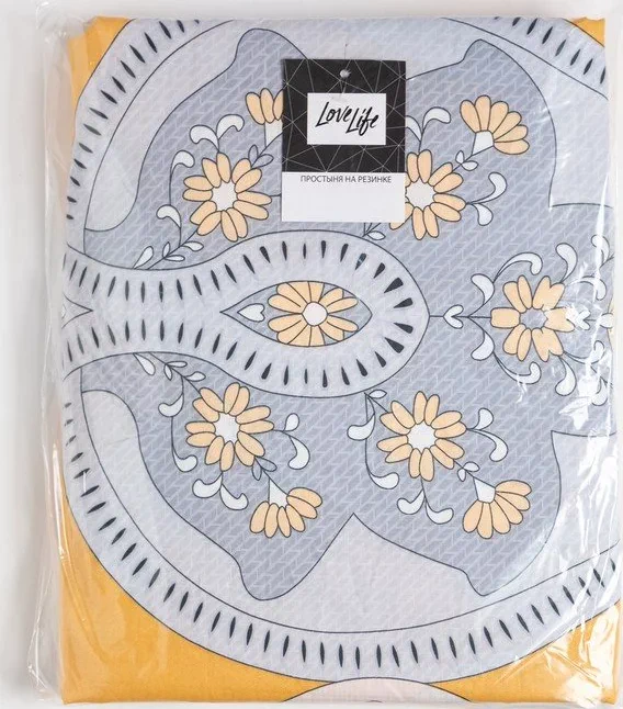 Простыня на резинке LoveLife 180*200*25см, "Relax time", 100% хлопок, сатин, 125г/м²