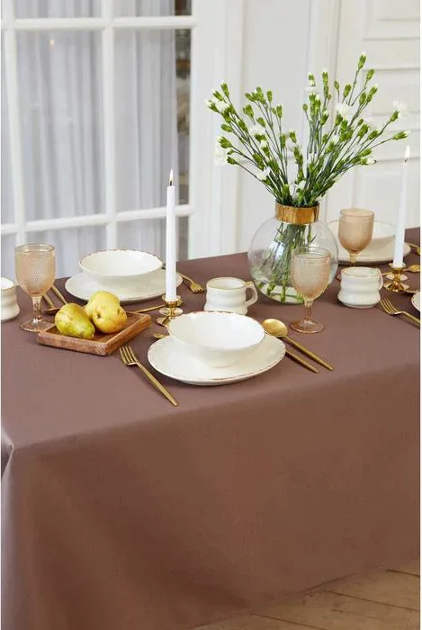 Скатерть "Этель" Elegance 150*220 +/-3см, цв.кофейный, пл. 192 г/м2, хл с ВГМО