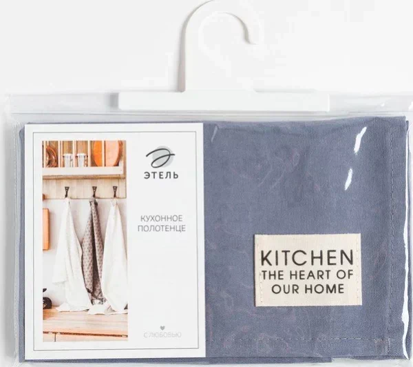 Полотенце Этель Kitchen 40х73 см, цв. синий, 100% хл, саржа 220 г/м2