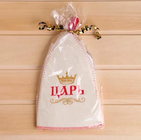 Набор для бани шапка с мочалкой "Царь бани"